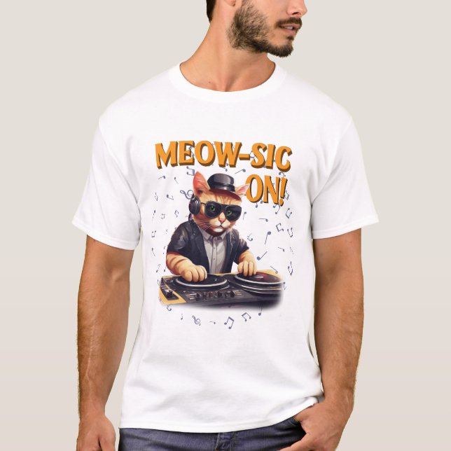DJ Cat Tee |Cat Playing Guitar Shirt |Funny Cat (Front)