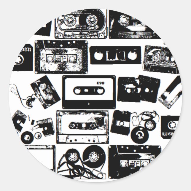 dj classic round sticker (Front)