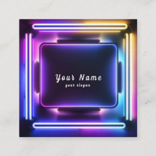 DJ Colourful Neon Lights Vibrant - Stand Out Square Business Card
