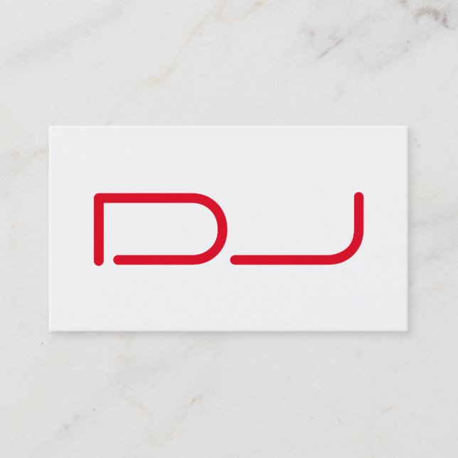 DJ Contemporary Stylish White Red Business Card (Front)