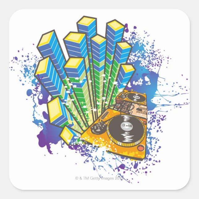 DJ Control Panel Square Sticker (Front)