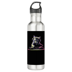 DJ Controller Cat - Funny DJ Cat 710 Ml Water Bottle