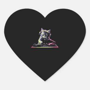 DJ Controller Cat - Funny DJ Cat Heart Sticker