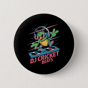Dj Cricket Beats Groovy Music Fun 6 Cm Round Badge