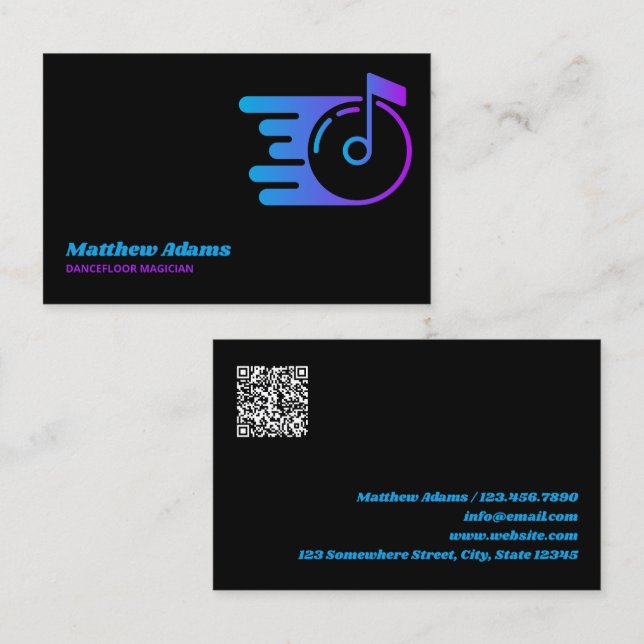 DJ Custom QR Code Business Card (Front/Back)