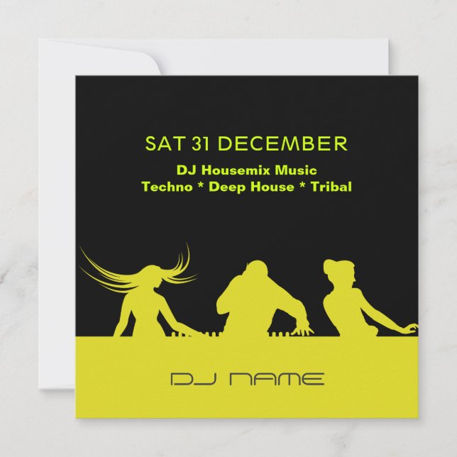 DJ Customisable Party Personalised Invitation (Front)