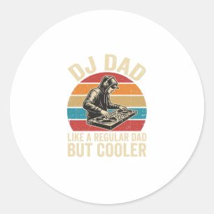 DJ Dad But Cooler Vintage Sunset Vector Design_1 Classic Round Sticker