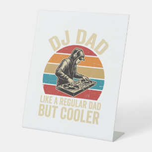 DJ Dad But Cooler Vintage Sunset Vector Design_1 Pedestal Sign