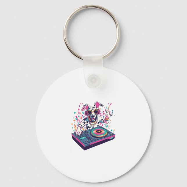 DJ Dalmatian � EDM Rave Party Dog Key Ring (Front)