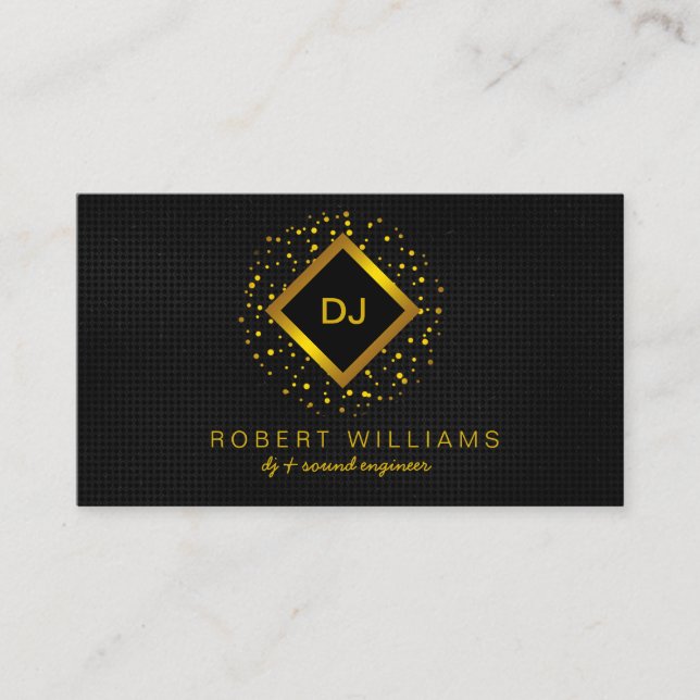 DJ Deejay Professional Gold Faux Music Teacher Business Card (Front)