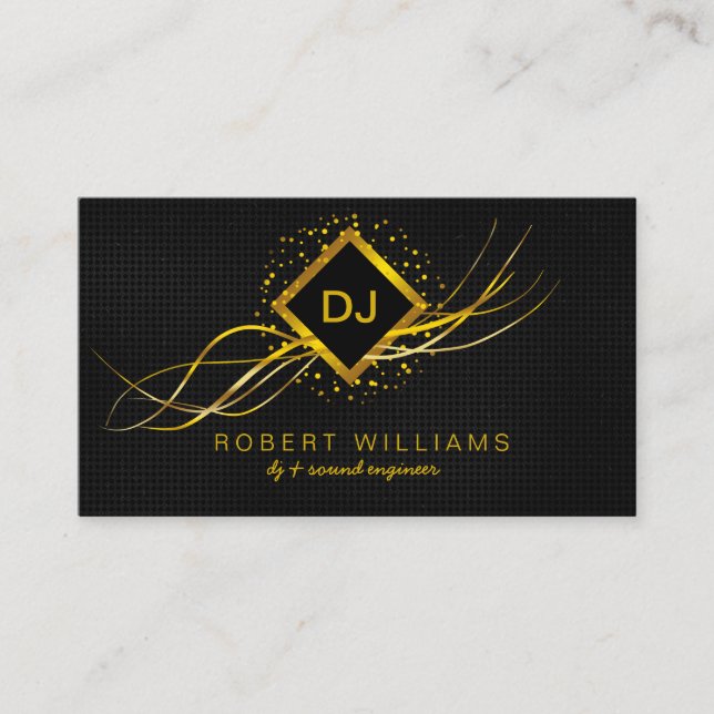 DJ Deejay Professional Gold Faux Music Teacher Business Card (Front)