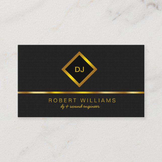 DJ Deejay Professional Gold Faux Music Teacher Business Card (Front)