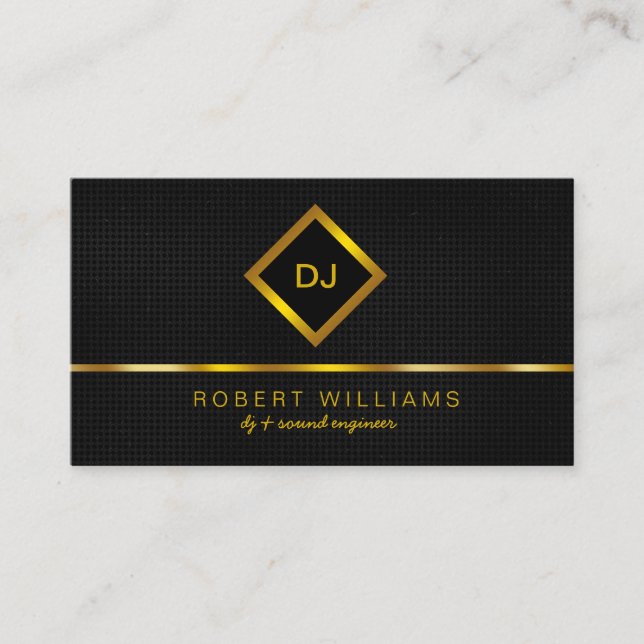DJ Deejay Professional Gold Faux Music Teacher Business Card (Front)