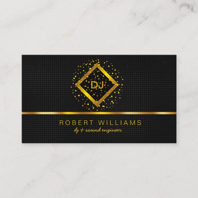 DJ Deejay Professional Gold Faux Music Teacher Business Card (Front)