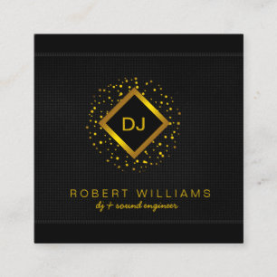 DJ Deejay Professional Gold Faux Music Teacher Square Business Card
