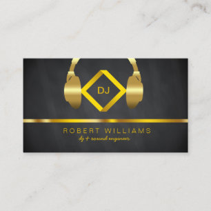 DJ Deejay Professional Headphone Gold Faux Music Business Card