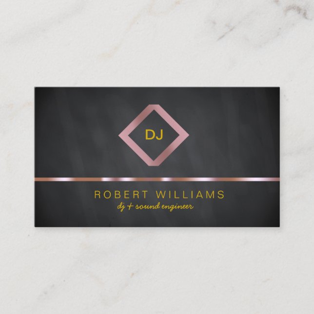 DJ Deejay Professional Rose Gold Faux Music Business Card (Front)