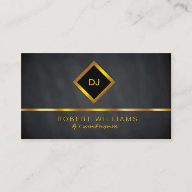 DJ Deejay Professional Rose Gold Faux Music Business Card (Front)