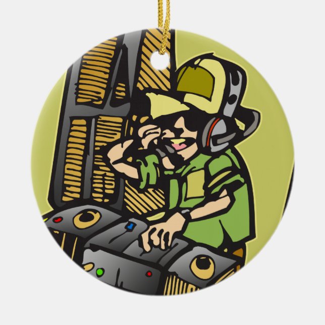 DJ Disc Jockey Ceramic Tree Decoration (Front)