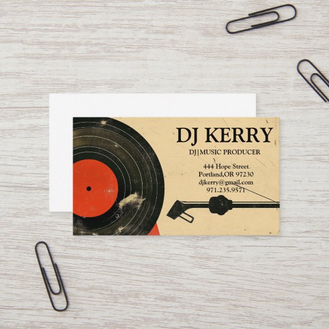 DJ Disc Jockey Electronic Business Card (Front/Back In Situ)