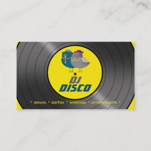 DJ Disco Music Retro Vinyl Record Bird Couple Chic Business Card