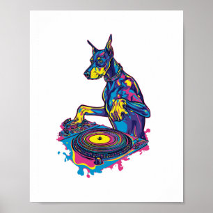 DJ Doberman � Club Vibe Party Dog Poster