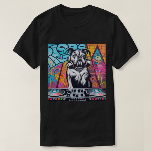 DJ Dog Graffiti Street Turntable Mixing  T-Shirt (Design Front)