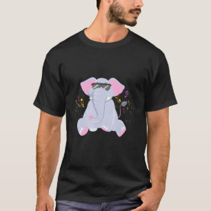 Dj Elephant Animal Musical Notes Disco T-Shirt