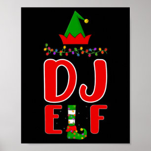 Dj Elf Matching Family Lighting Christmas Poster