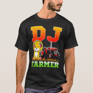 Dj Farmer Cat Farm Driving Tractor Music Headphone T-Shirt