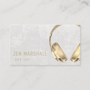 DJ faux gold foil headphones Business Card