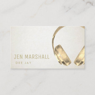 DJ faux gold foil headphones on ivory background Business Card