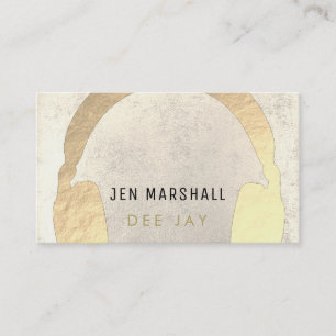 DJ faux gold headphones Business Card