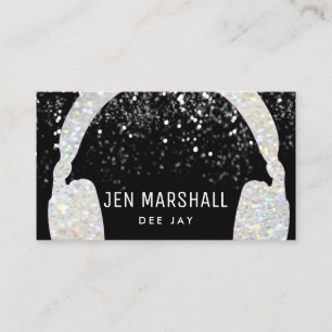 DJ faux sparkle music headphones Business Card