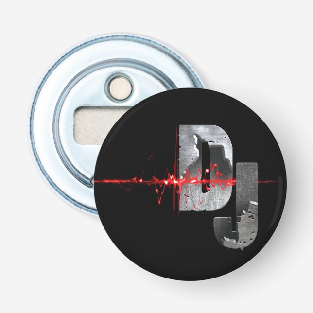 DJ.  Feel the music  T-Shirt Keychain Bottle Opener (Front)