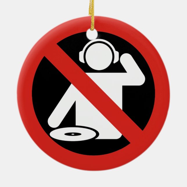 DJ free zone Ceramic Tree Decoration (Back)