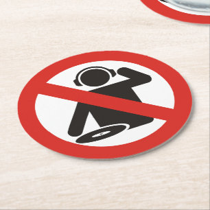 DJ free zone Round Paper Coaster