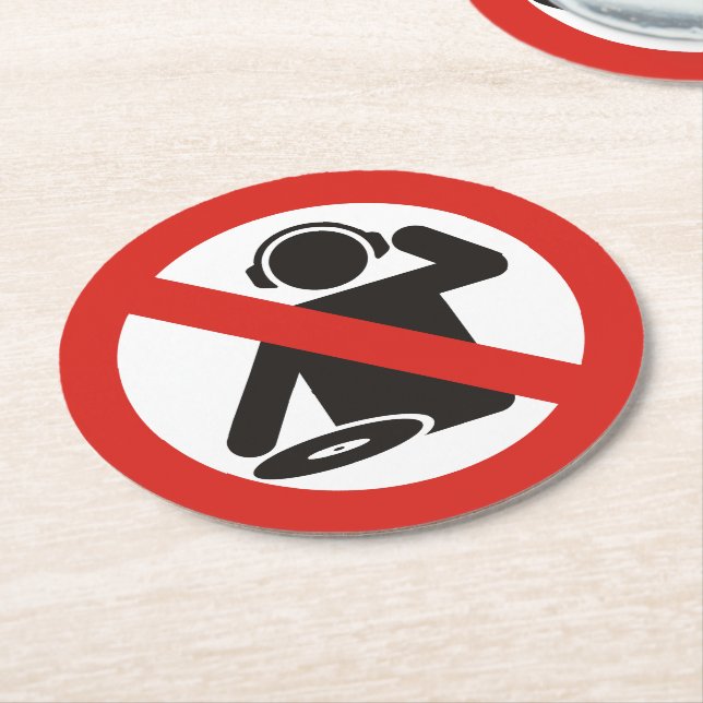 DJ free zone Round Paper Coaster (Angled)