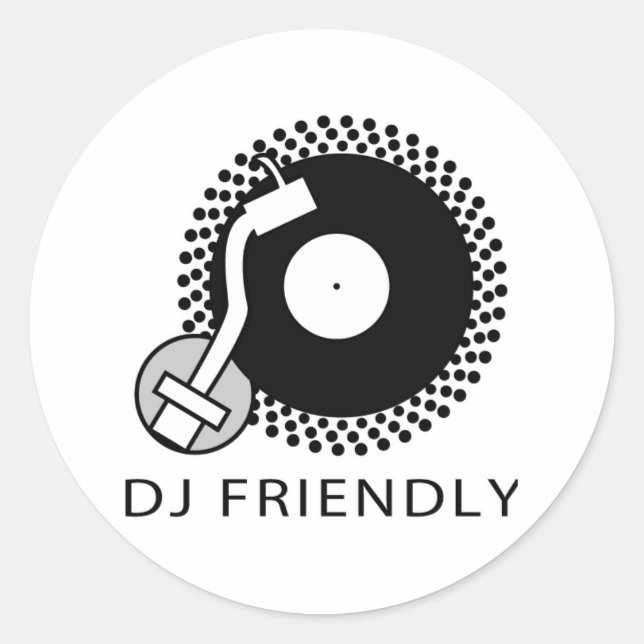 DJ Friendly Classic Round Sticker (Front)