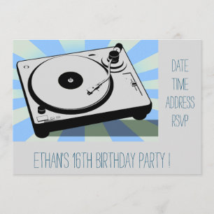 DJ funky cool retro teenage boys birthday party Invitation