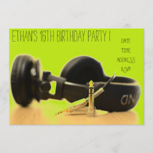 DJ funky cool teenage boys birthday party Invitation