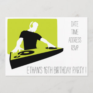 DJ funky cool teenage boys birthday party Invitation