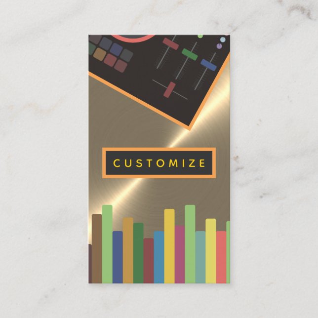 DJ Gold Faux Chrome Mixer Business Card 2019 (Front)