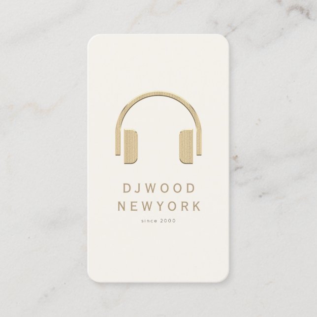 DJ Gold Faux Headphone Business Card (Front)