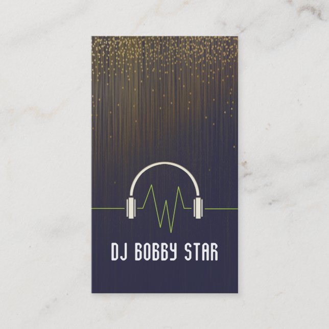 DJ gold glitter music headphones icon Business Card (Front)