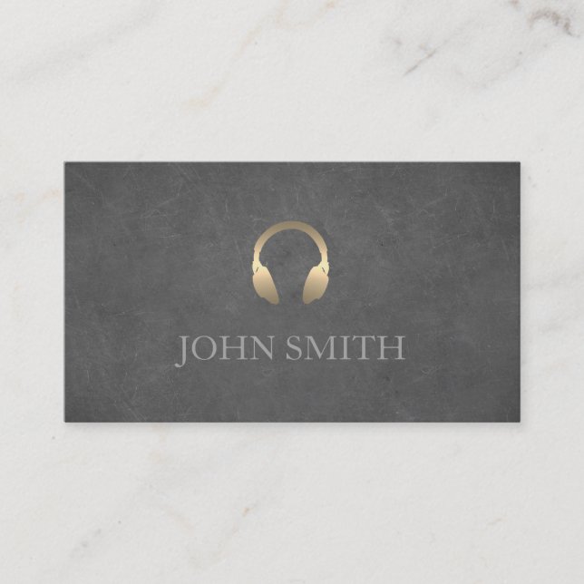 DJ Gold Headphones Black Music Business Card (Front)
