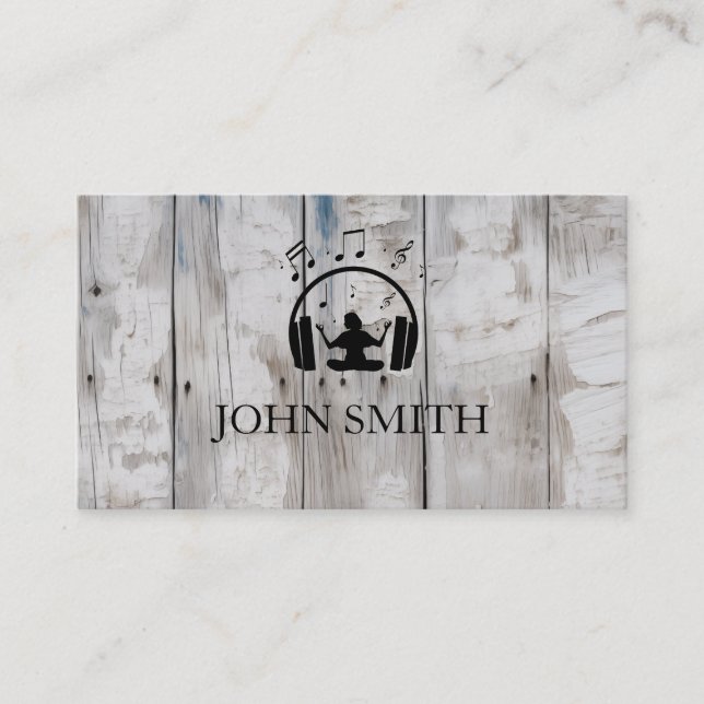 DJ Gold Headphones Black Music Business Card (Front)