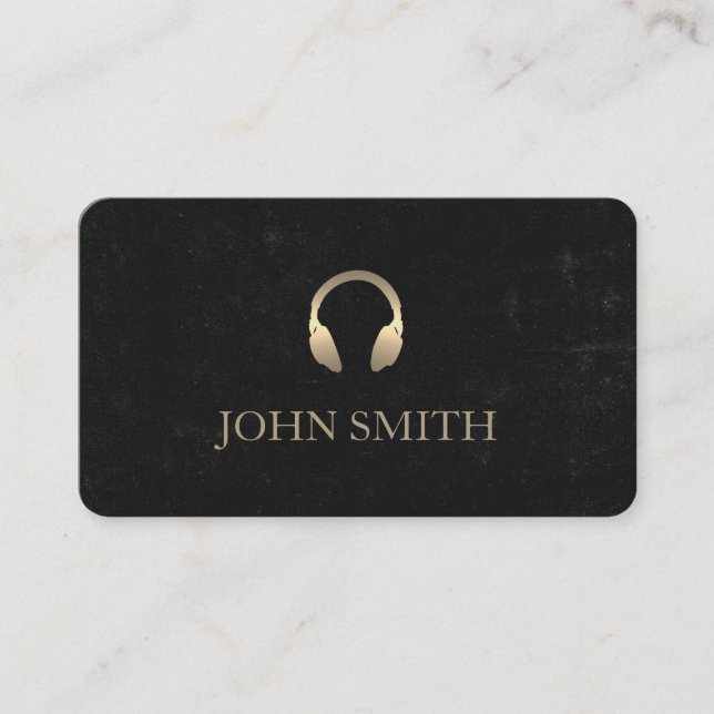 DJ Gold Headphones Blackboard Music Business Card (Front)