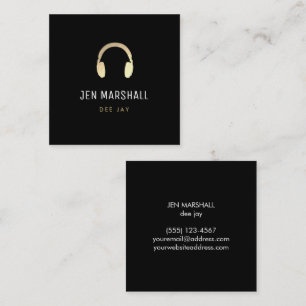 DJ gold headphones Square Business Card