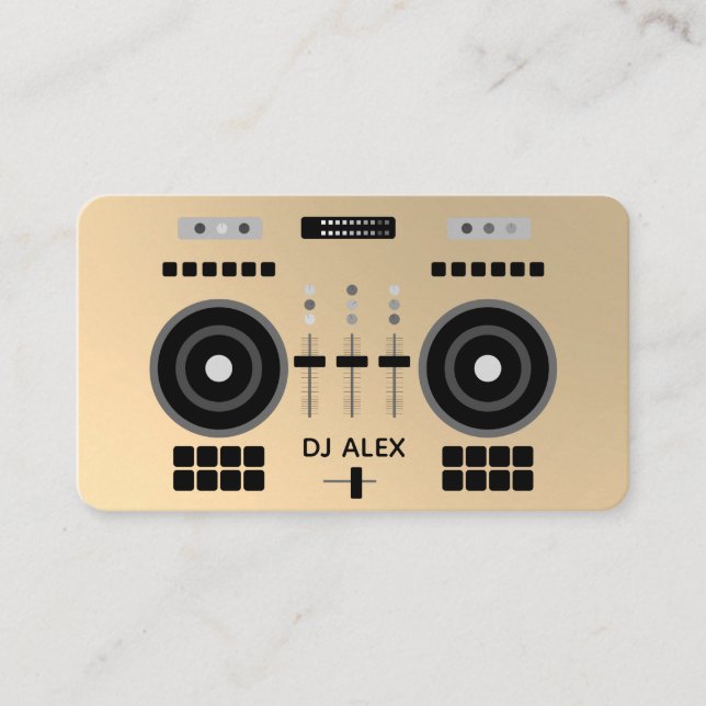 DJ Gold Metallic Faux Modern 2019 Business Card (Front)